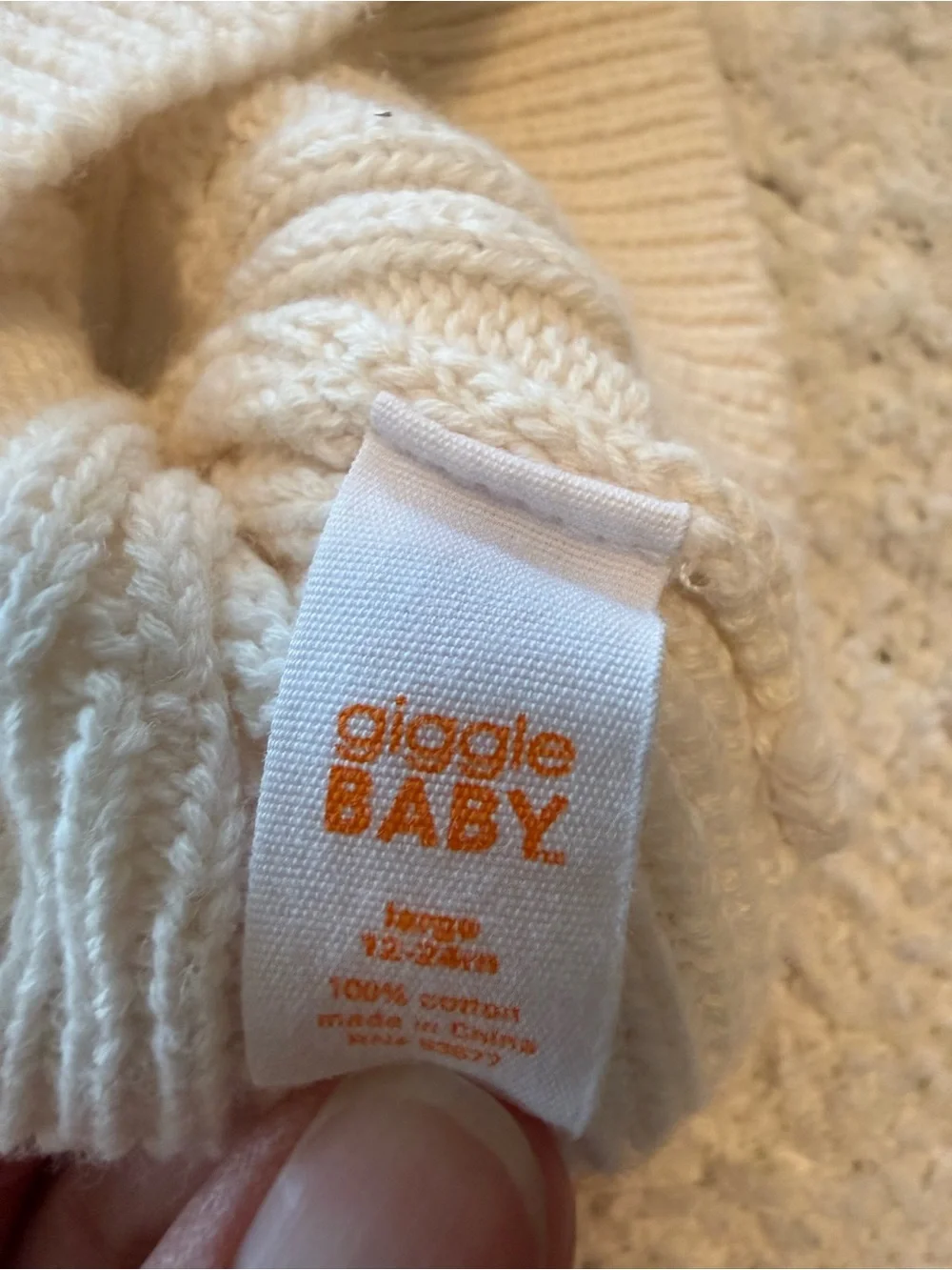 Baby Cable Knit Cardigan and Beanie Set - Cream